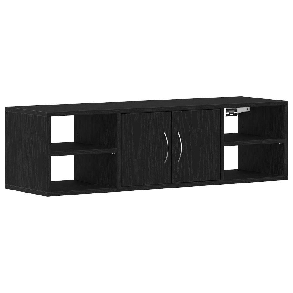 vidaXL Väggmonterad hylla svart ek 140x41x75 cm konstruerat trä