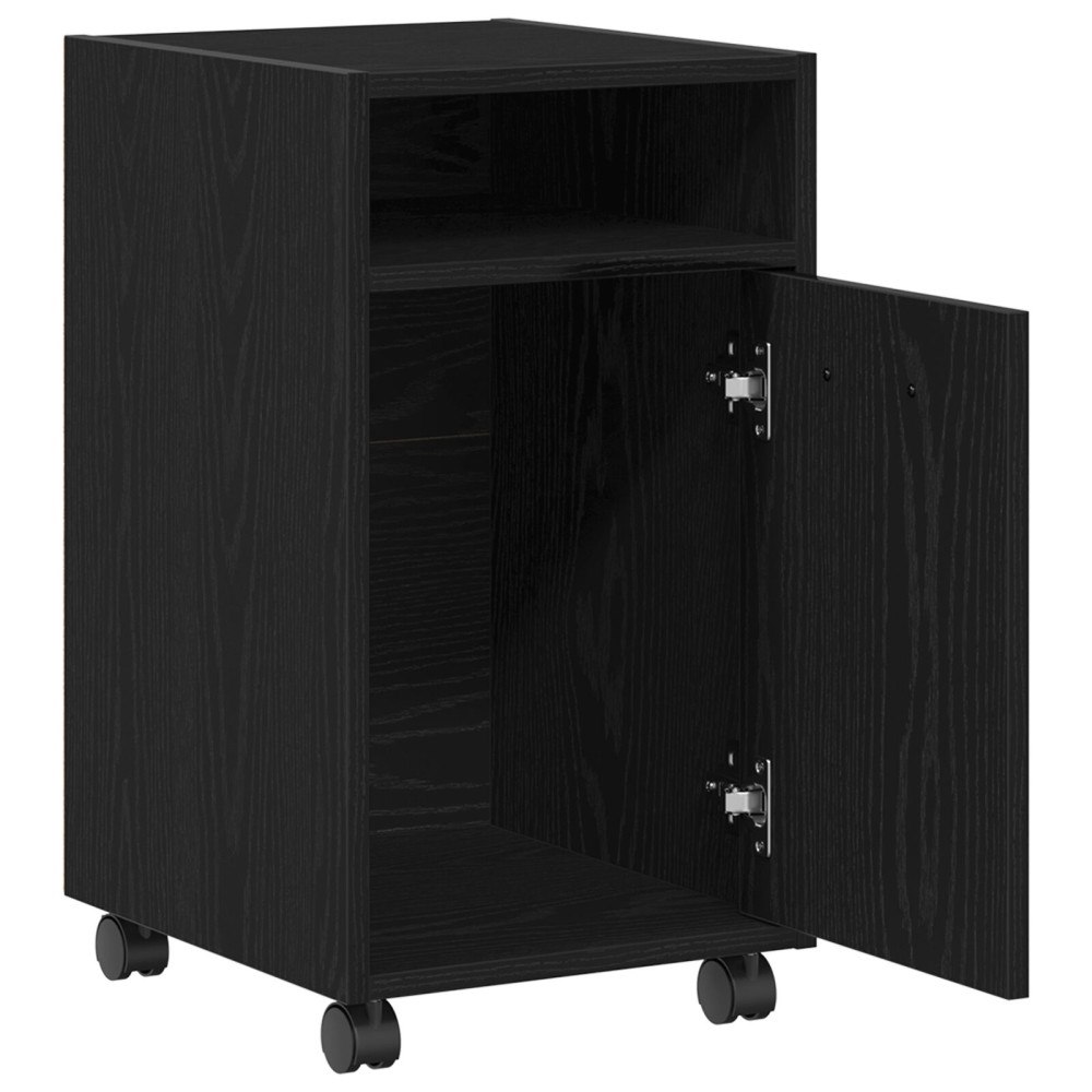 vidaXL Sidokabinett med Hjul - Svart Ek 33x38x60 cm - Konstruerat trä