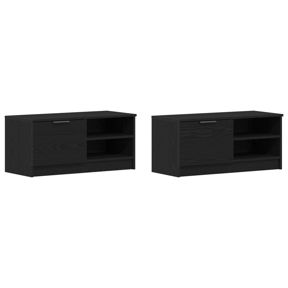 vidaXL TV-skåp 2 pcs Svart Ek 80 x 35 x 36,5 cm Konstruerat trä