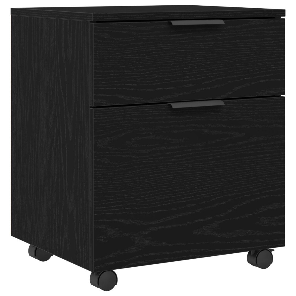 vidaXL Arkivskåp med hjul svart ek 45x38x54 cm