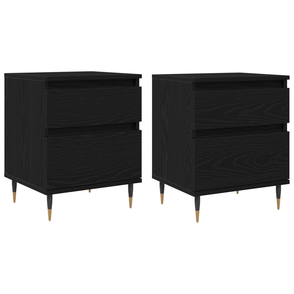 vidaXL Sängbord 2 st svart ek 40x35x50 cm konstruerat trä