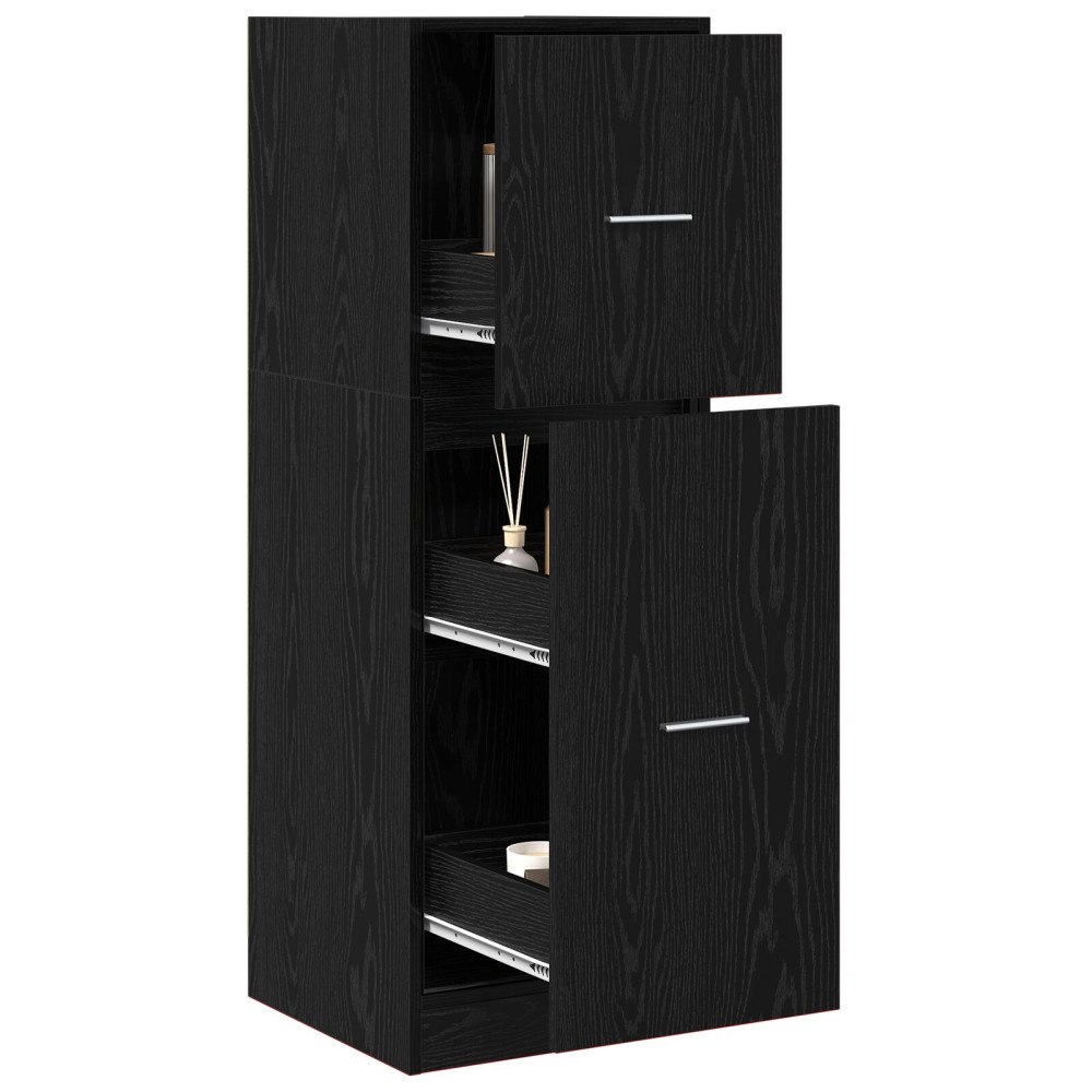 vidaXL Apothecary Cabinet Svart Ek 40x41x118 cm Konstruerat Trä