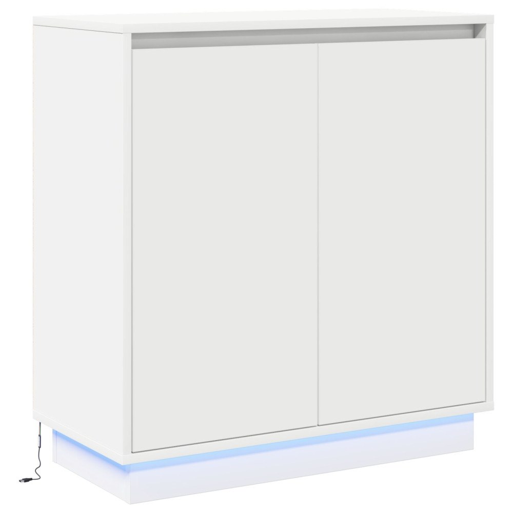 vidaXL LED Sängbord i Vitt - 71x34.5x75 cm, Gjort av Konstruerat Trä