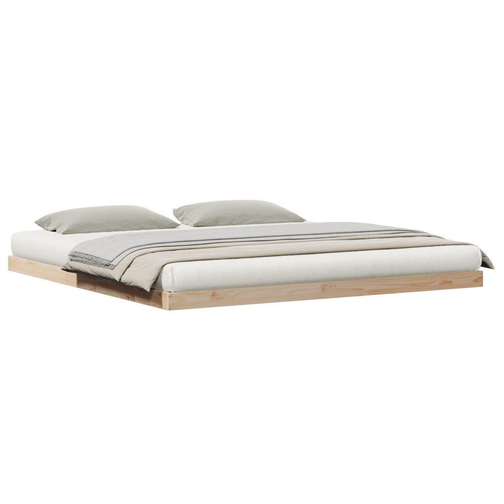 vidaXL Golvsängsram Naturfärg 213,5 x 184 x 9 cm Massiv furu