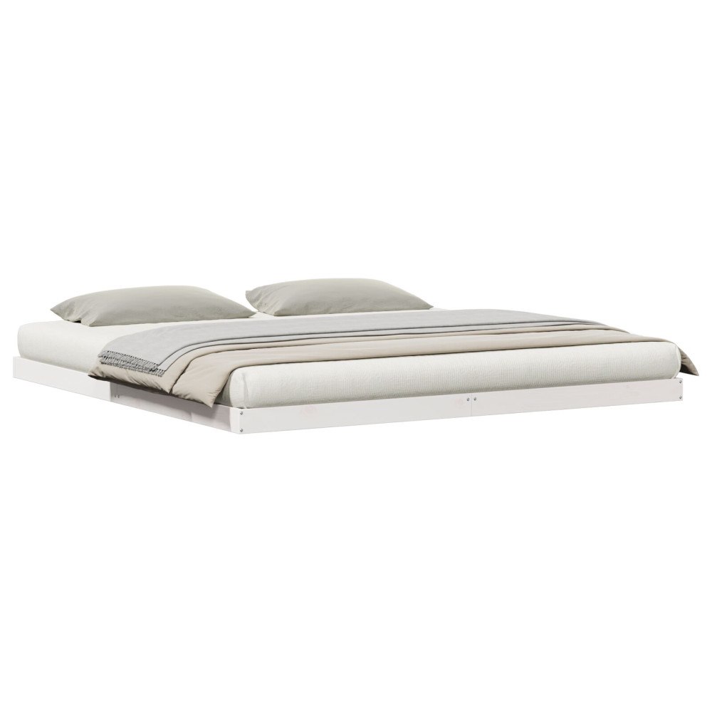 vidaXL Golvsängsram Vit 213,5 x 204 x 9 cm Massiv furu