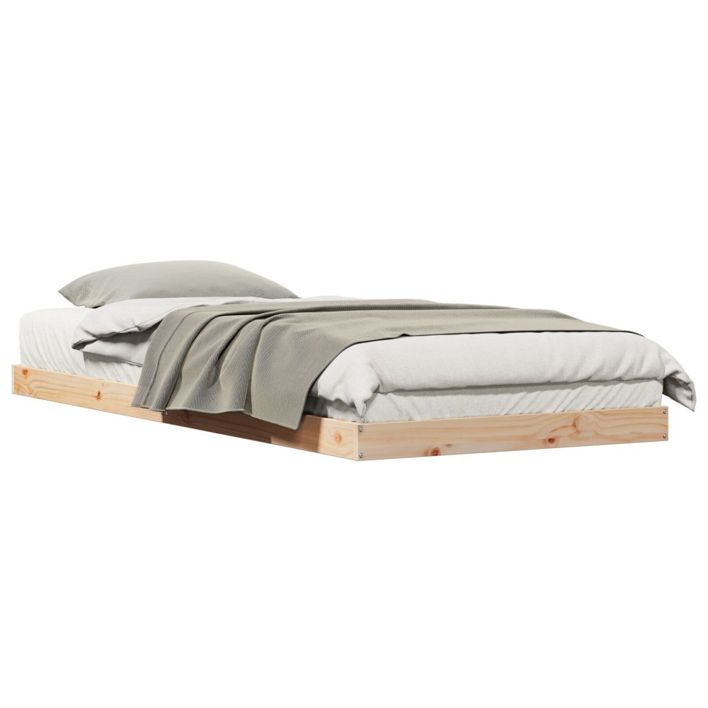 vidaXL Golvsängsram Naturfärg 90 x 220 cm Massiv furu