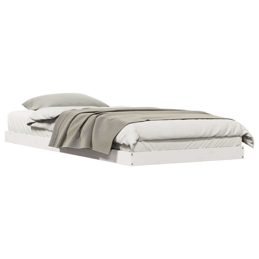 vidaXL Golvsängsram Vit 90 x 220 cm Massiv furu