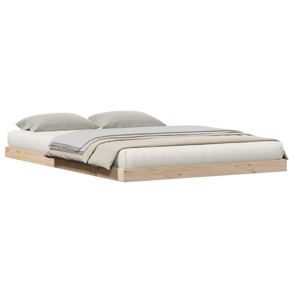 vidaXL Golvsängsram Naturfärg 160 x 220 cm Massiv furu