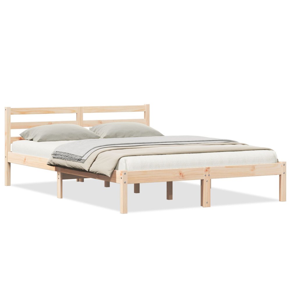 vidaXL Sängram med huvudgavel Brun 225,5 x 145,5 x 69,5 cm Massiv furu