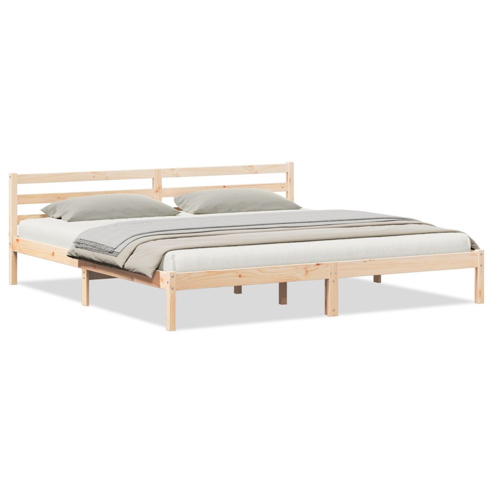 vidaXL Sängram med huvudgavel Brun 225,5 x 205,5 x 69,5 cm Massiv furu