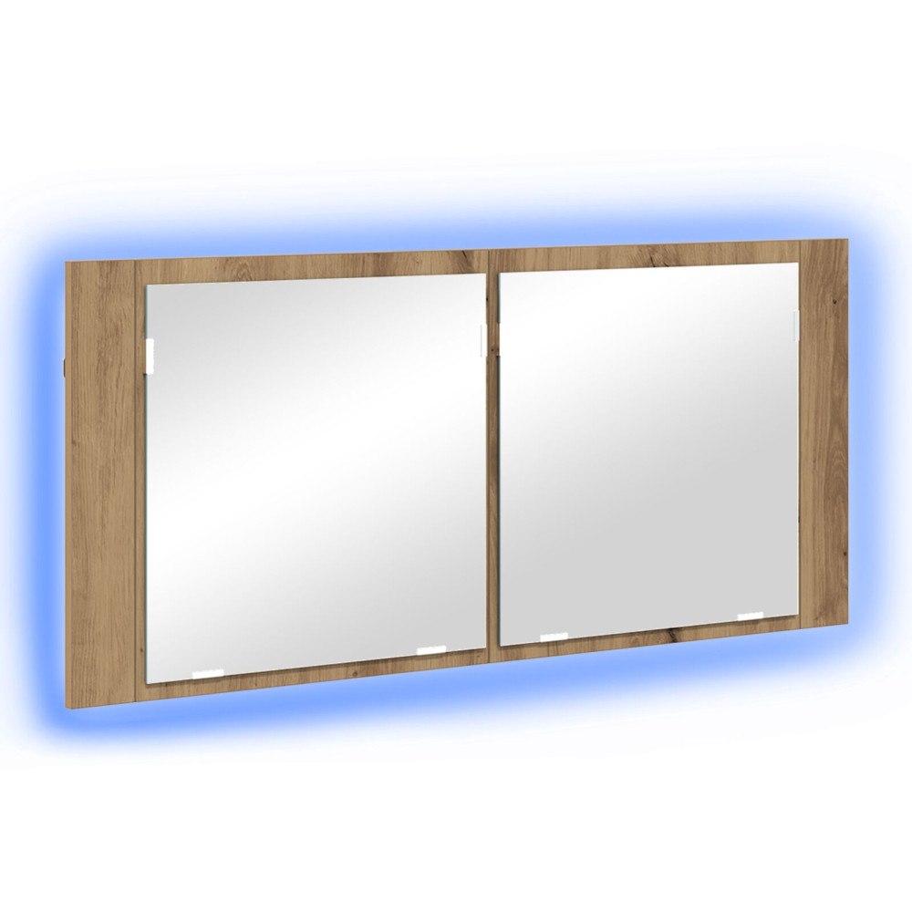 vidaXL LED Spegelskåp Artisan Ek 100x12x45 cm Konstruerat Trä