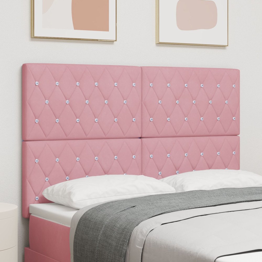 vidaXL Huvudgavel Rosa 144 cm Sammet