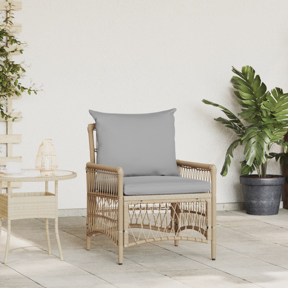 vidaXL Trädgårdsstol med Dynor Beige 60x70x78 cm Poly Rottning