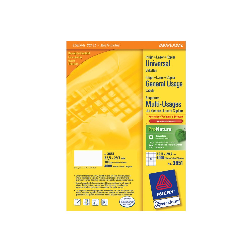 Avery Zweckform Avery - papper - blank - 200 ark - Letter