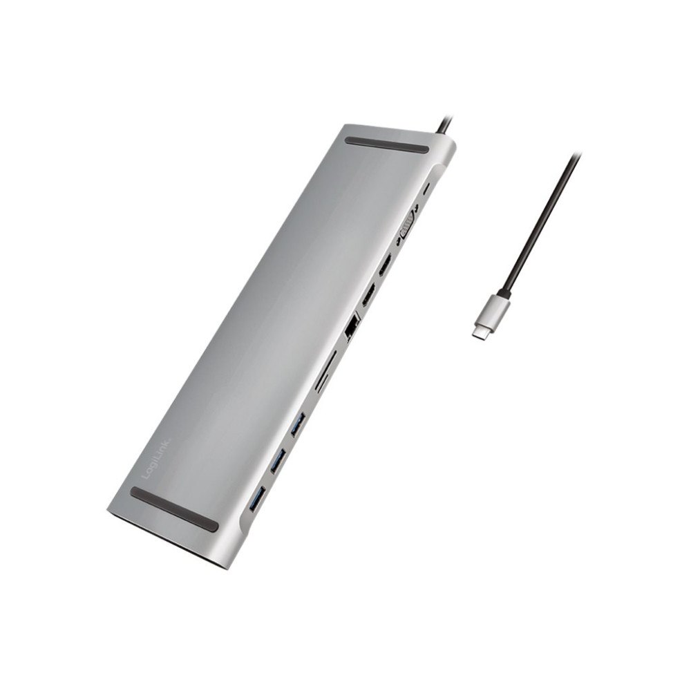LogiLink LogiLink - dockningsstation - USB-C 3.2 Gen 1 - 2 x HDMI, VGA - 1GbE