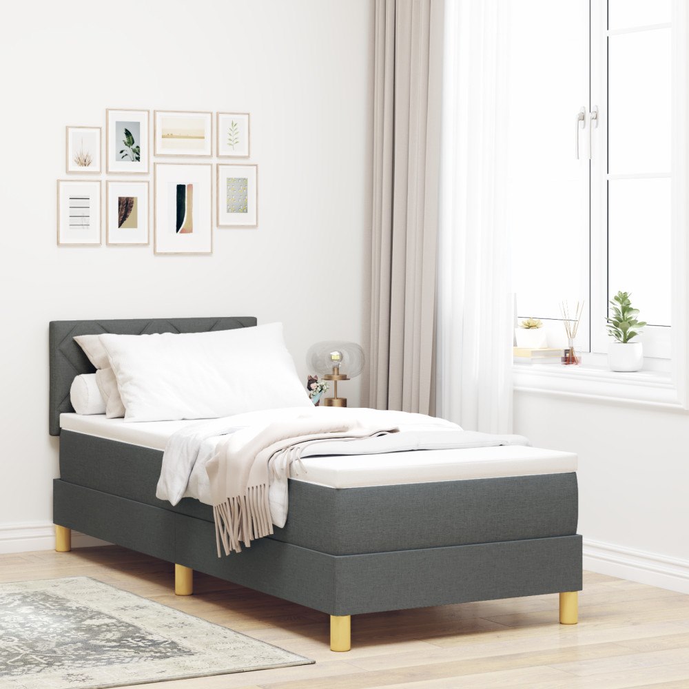 vidaXL Boxfjädringssäng med madrass Mörk Grå 80x200 cm Tyg