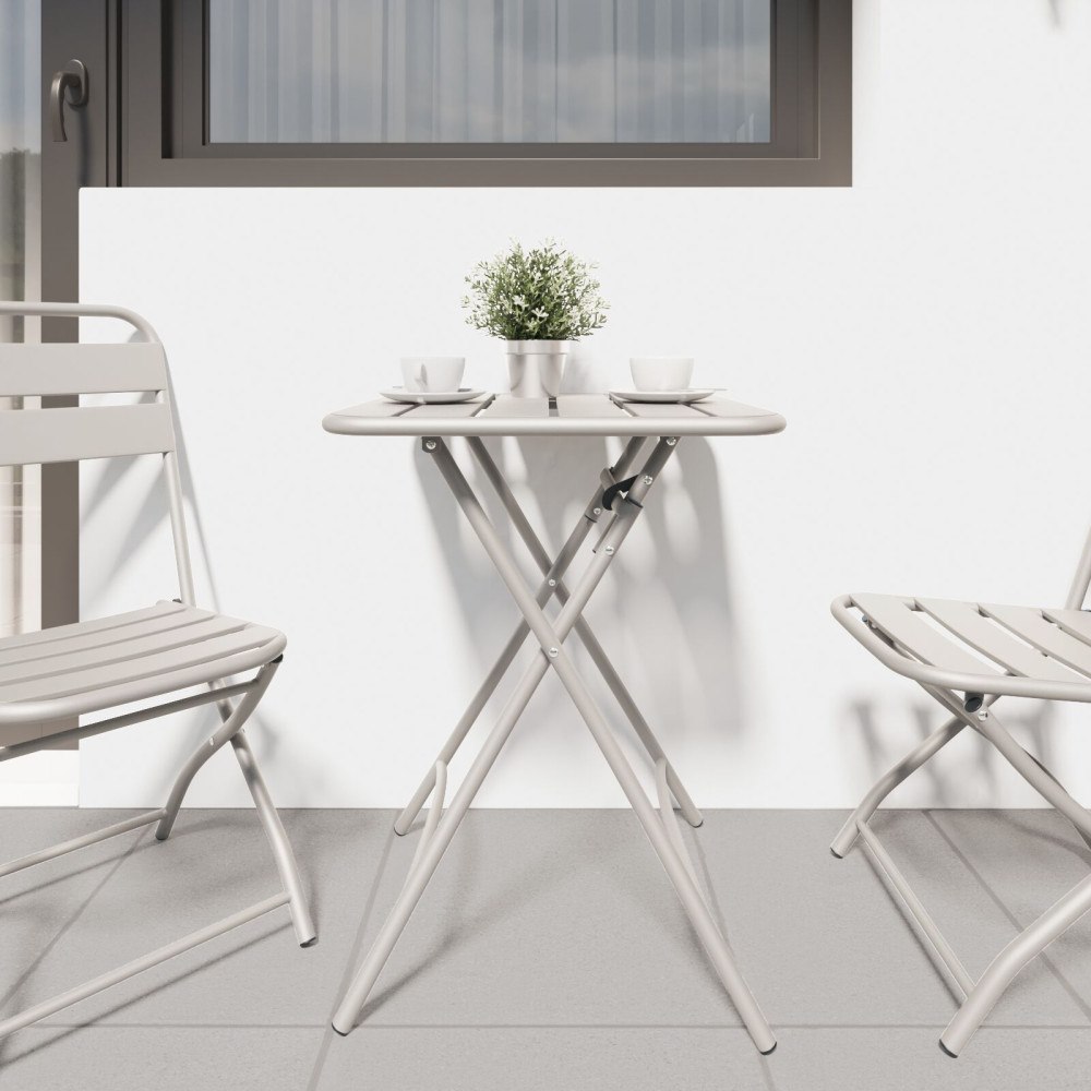 vidaXL Fällbart Trädgårdsbord Beige 55x55x73 cm Stål