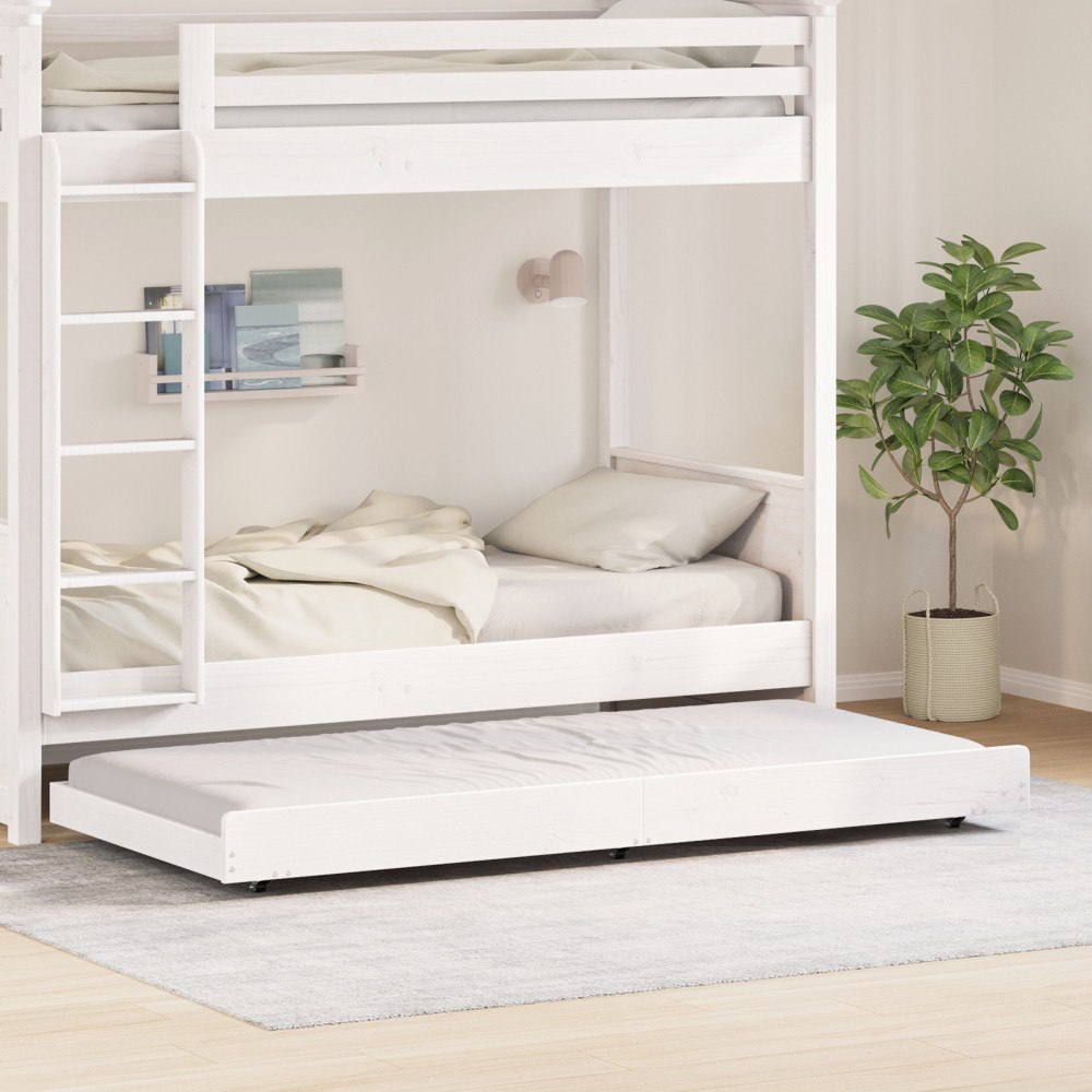 vidaXL Sängram Vit Massivt tallträ 90 x 200 cm Hållbar Sängram