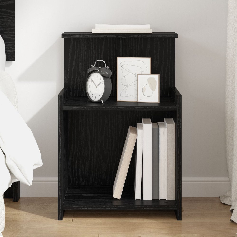 vidaXL Sängkabinett Svart ek 40x35x60 cm Konstruerat trä