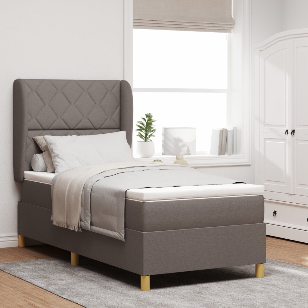 vidaXL Sängbotten med Madrass Taupe 90x190 cm Tyg