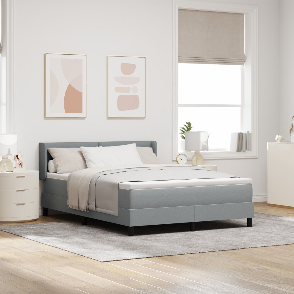 vidaXL Box vårdsäng med madrass ljusgrå 160x200 cm tyg