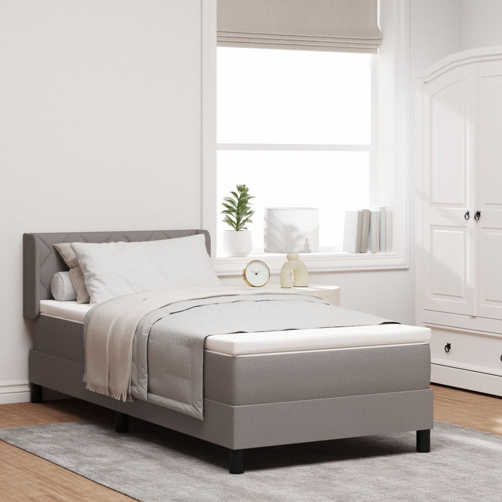vidaXL Bäddfjäder med huvudgavel Taupe 200 x 90 cm tyg