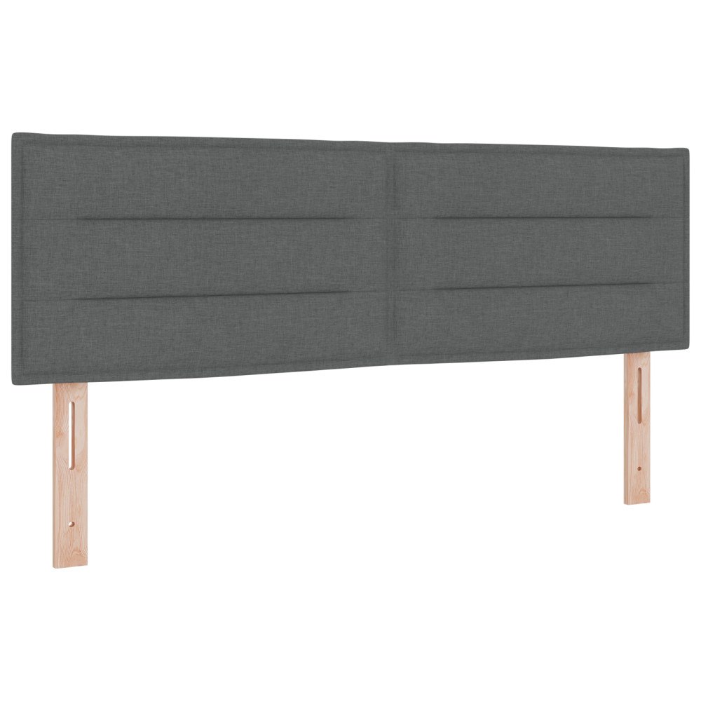 vidaXL Bäddmadrass med madrass Mörkgrå 160x200 cm Tyg, vidaXL Sänggavel Linjer Design Mörkgrå 160 cm Tyg