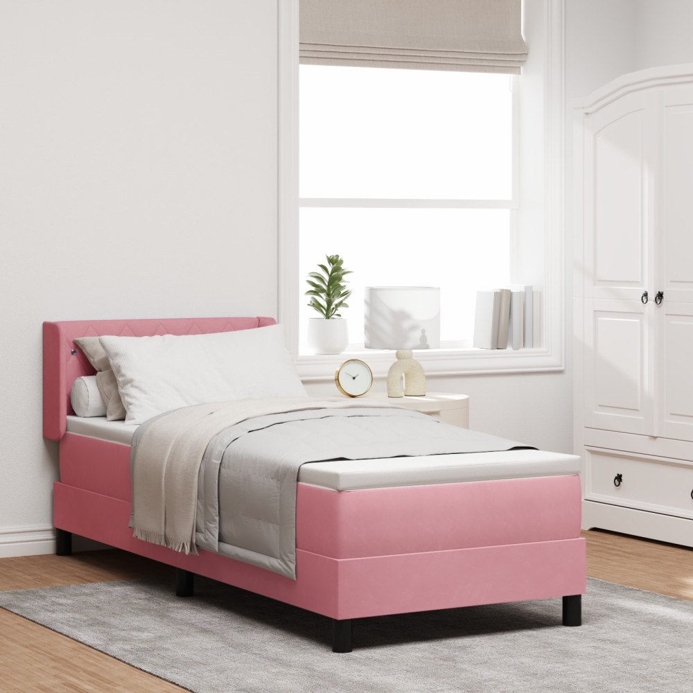 vidaXL Bäddfjäder med huvudgavel Rosa 200 x 80 cm Sammet