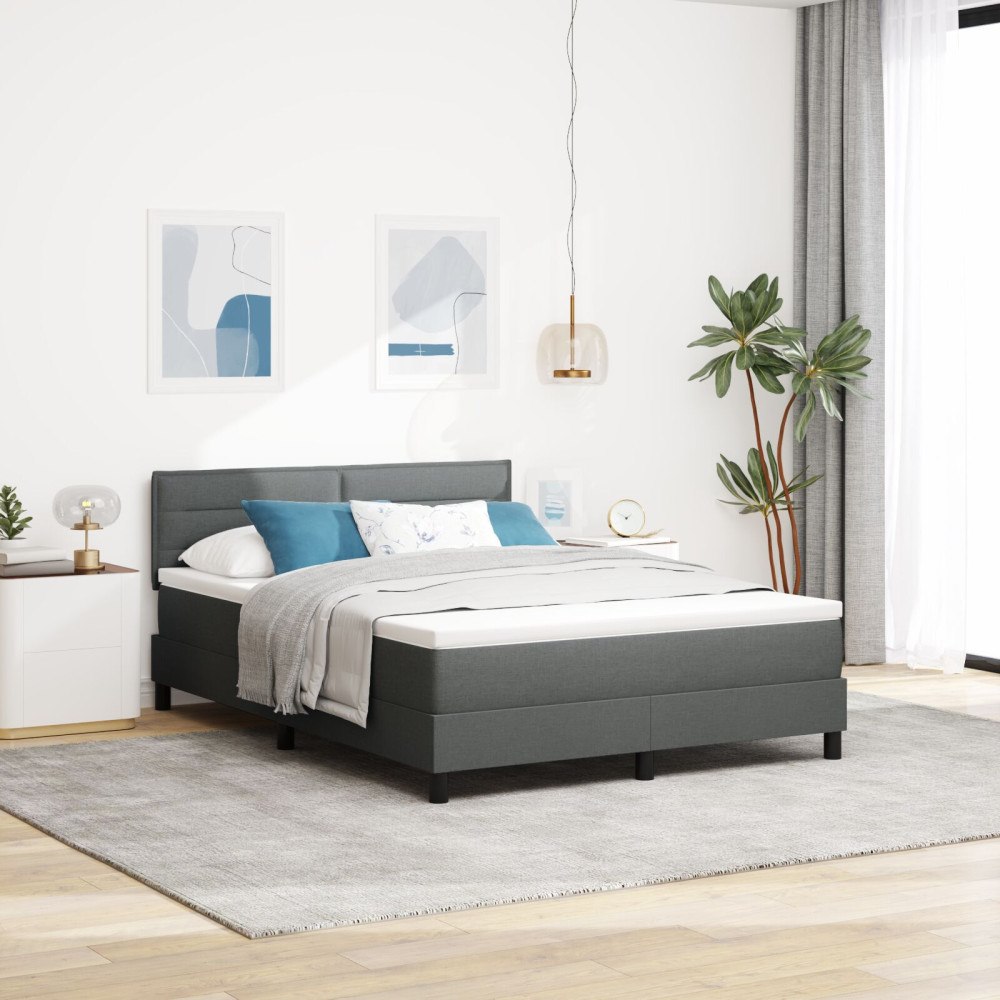 vidaXL Bäddfjäder med madrass med led Mörkgrå 140 x 190 cm tyg
