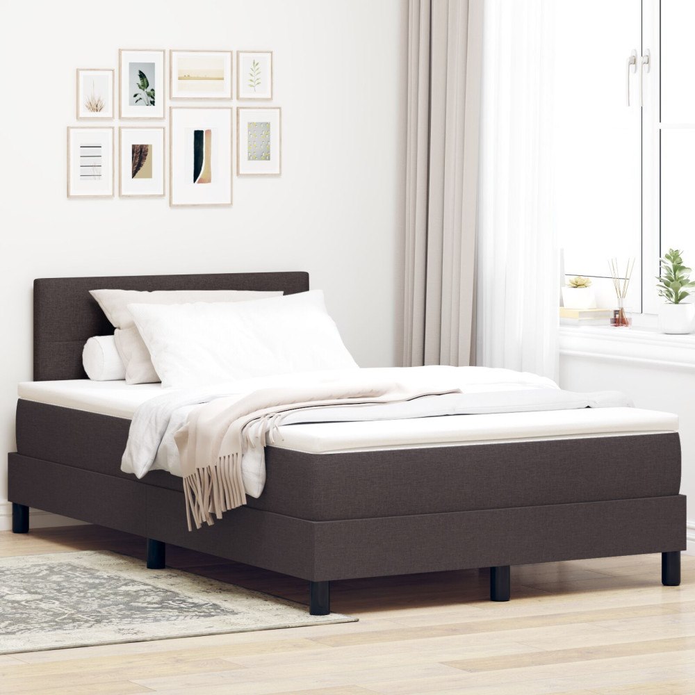 vidaXL Bäddfjäder med LED-ljusslingor Mörkbrun 120 x 190 cm tyg
