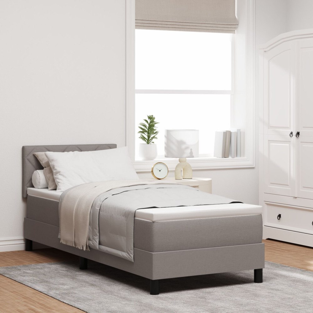 vidaXL Bäddfjäder med LED-ljusslingor Taupe 80 x 200 cm tyg