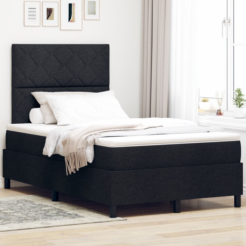 vidaXL Bäddfjäder med LED-ljusslingor Svart 120 x 190 cm tyg