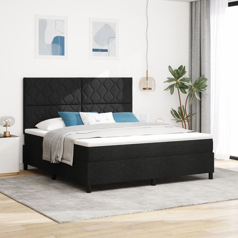vidaXL Bäddfjäder med LED-ljusslingor Svart 180 x 200 cm tyg
