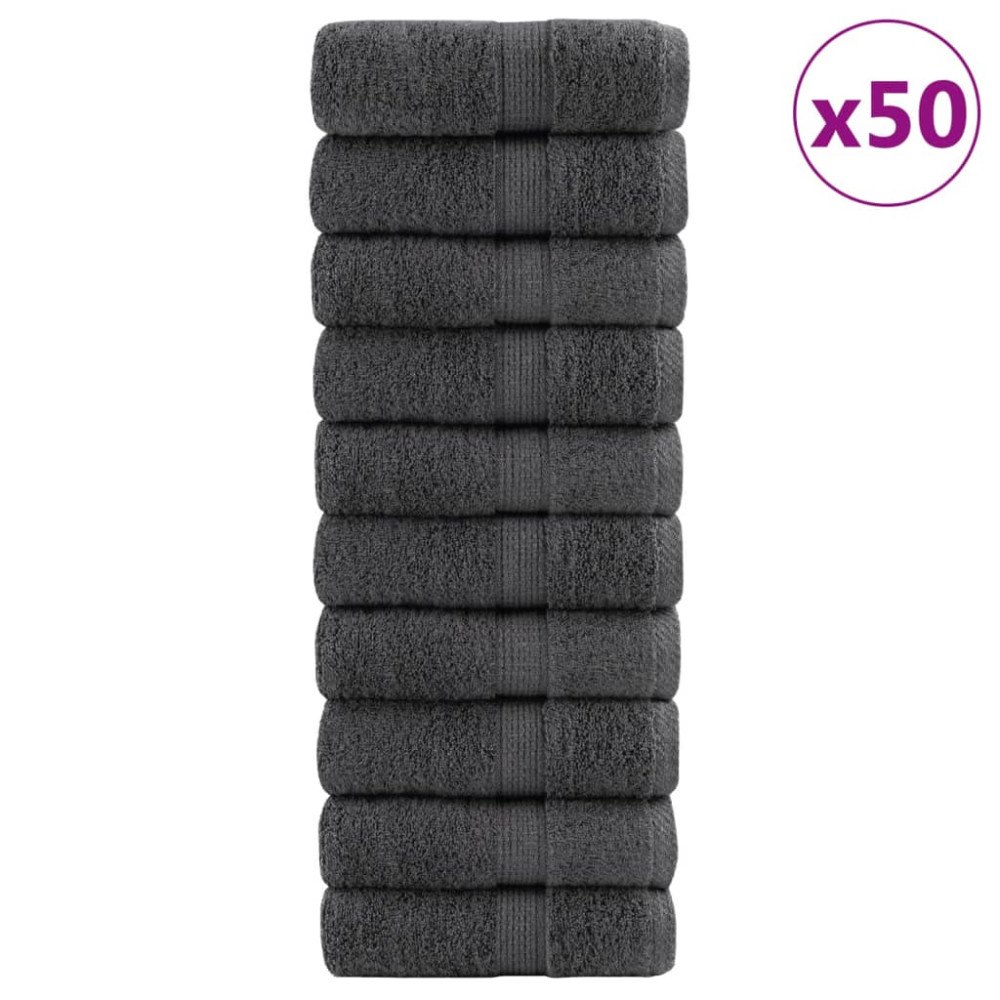 vidaXL Premium tvättlappar SOLUND 50 st antracit 15x21cm 600gsm