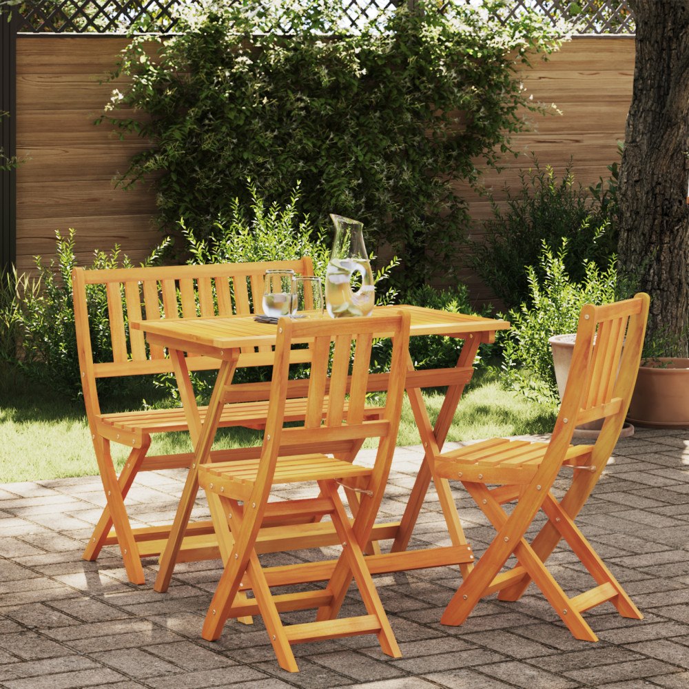 vidaXL 4-delat hopfällbart trädgårdsbistro set i massivt akaciaträ, vidaXL hopfällbart trädgårdsbord rektangulärt 100x55x75 cm...