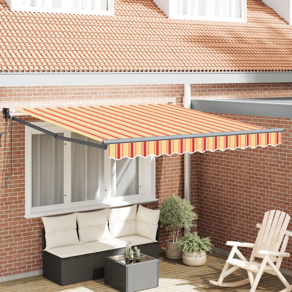vidaXL Automatisk Hopfällbar Markis Gul och Orange 300x250 cm