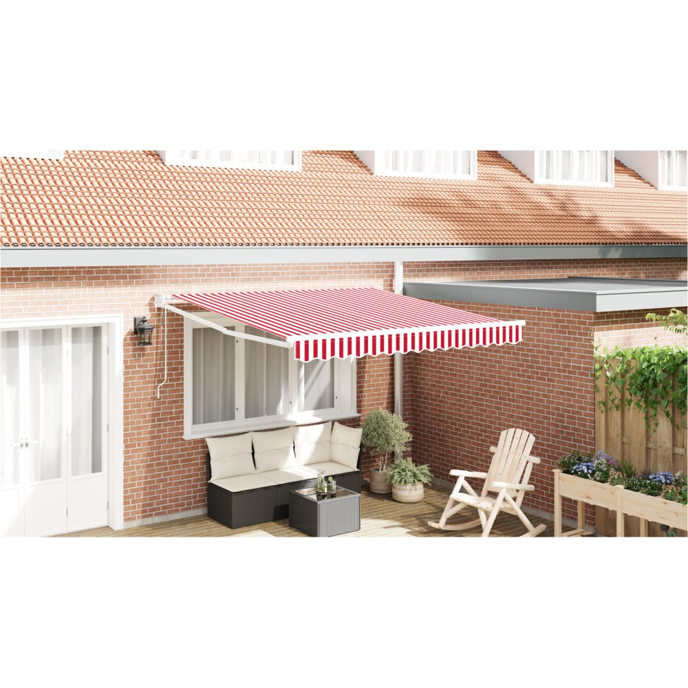 vidaXL Automatisk Hopfällbar Markis Röd och Vit Rand 300x250 cm