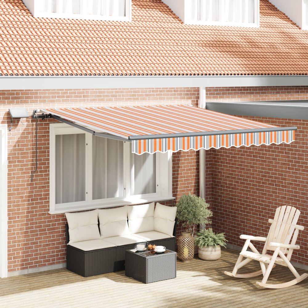 vidaXL Manuell Utdragbar Markis med LED Flerfärgad Rand 300x250 cm