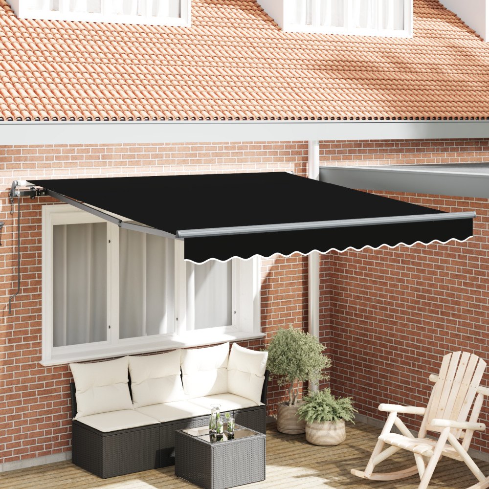 vidaXL Automatisk Utdragbar Markis Svart 300x250 cm, vidaXL Markis Ersättningsfabrikat för 3x2.5 m Ram Svart