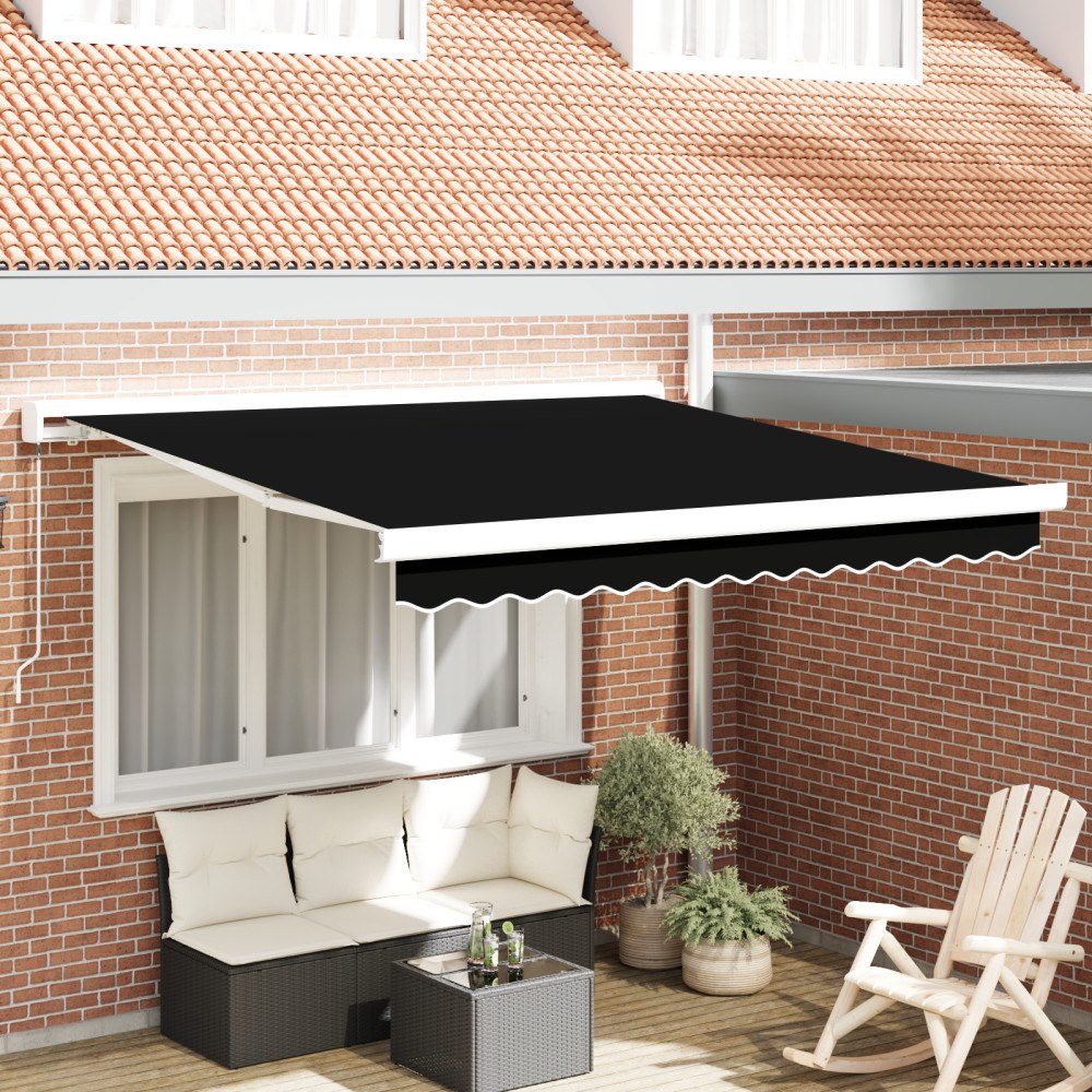 vidaXL Manuell Utdragbar Markis Svart 300x250 cm, vidaXL Markis Ersättningstyg för 3x2.5 m Ram Svart