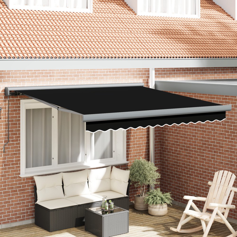 vidaXL Manuell Fällbar Markis Svart 300x250 cm, vidaXL Markis Ersättningstyg för 3x2,5 m Ram Svart