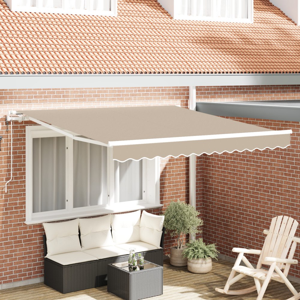 vidaXL Automatisk Utdragbar Markis Beige 300x250 cm, vidaXL Markis Ersättningstyg för 3x2,5 m Ram Beige