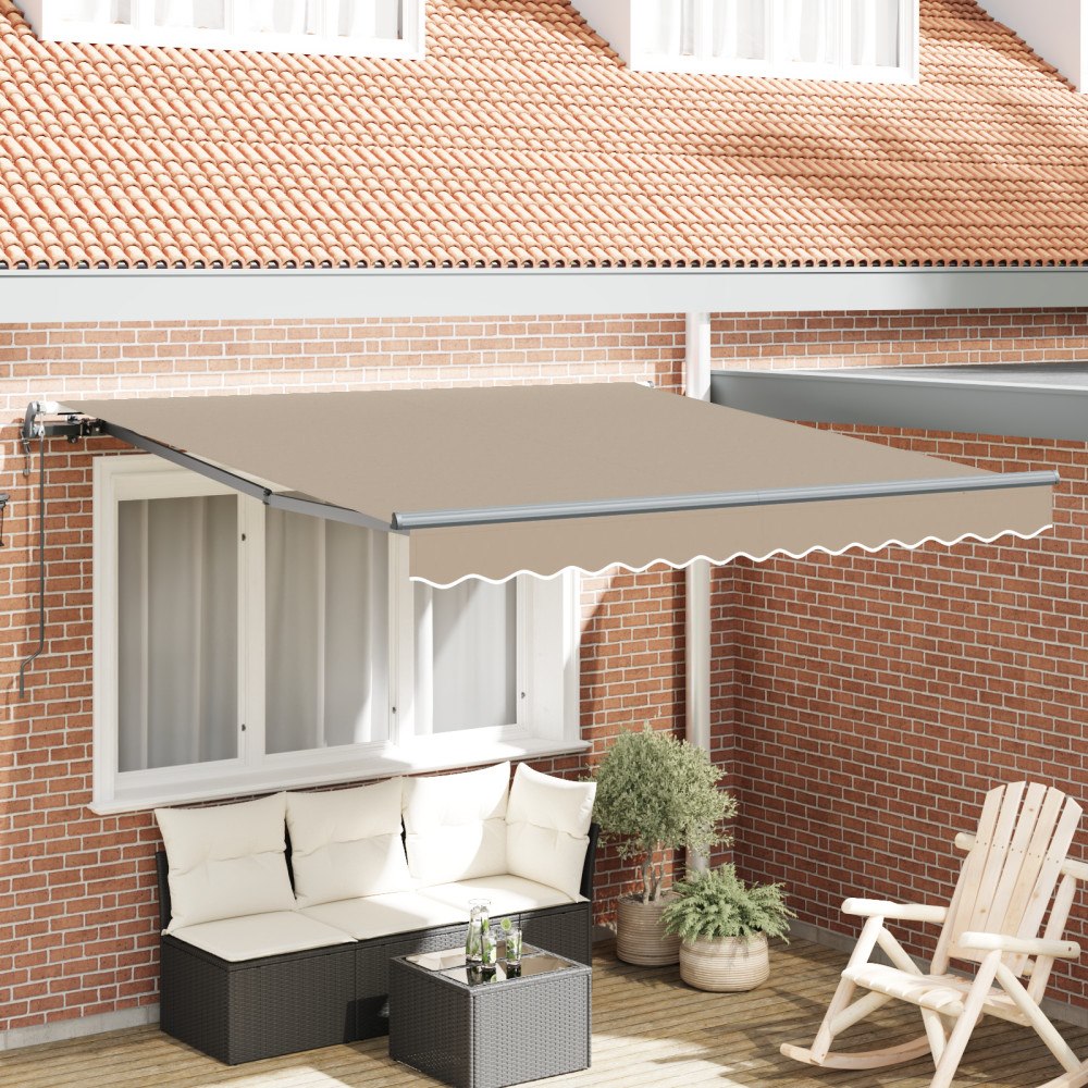 vidaXL Automatisk Utdragbar Markis Beige 300x250 cm, vidaXL Markis Ersättnings Tyg för 3x2,5 m Ram Beige