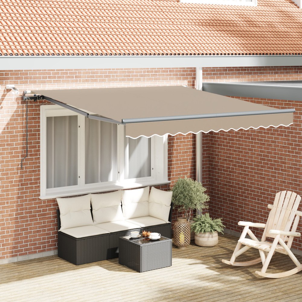 vidaXL Automatisk Utdragbar Markis med LED Beige 300x250 cm, vidaXL Markis Ersättningstyg för 3x2,5 m Ram Beige