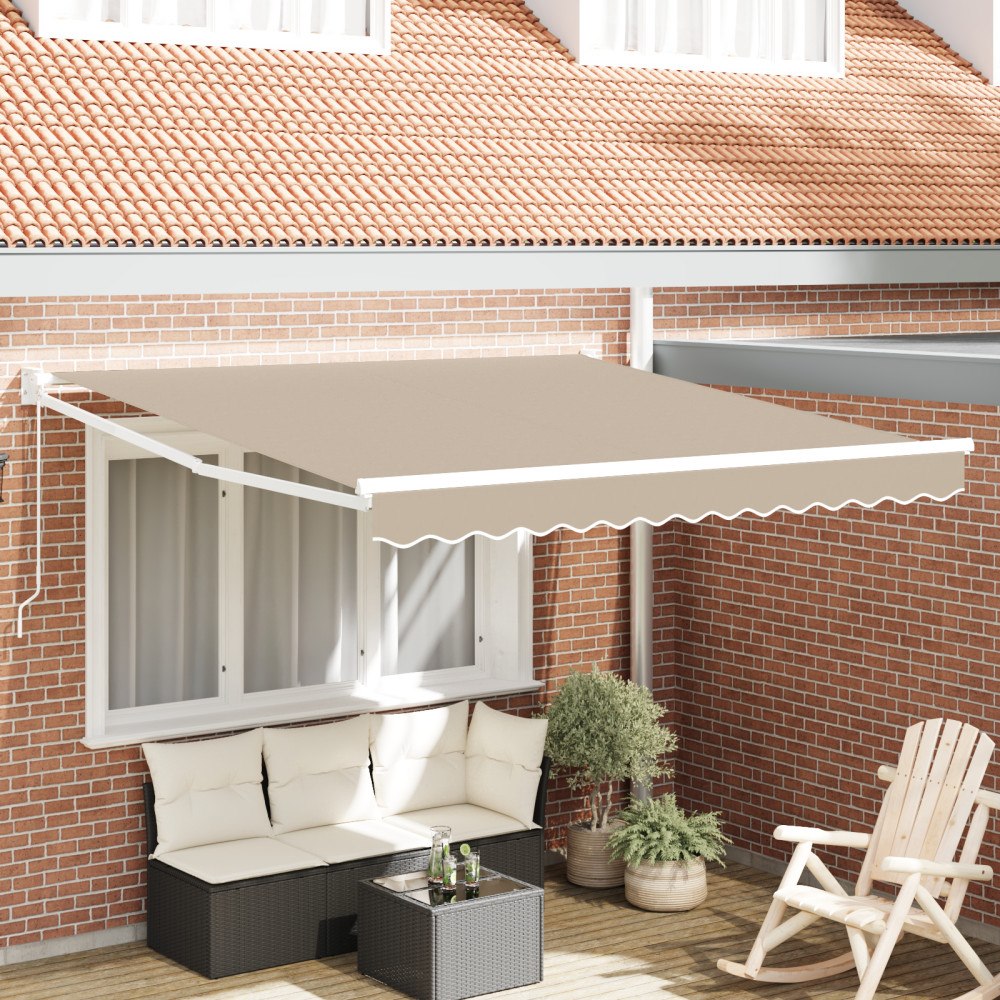 vidaXL Manuell Hopfällbar Markis Beige 300x250 cm, vidaXL Markis Ersättningstyg för 3x2.5 m Ram Beige