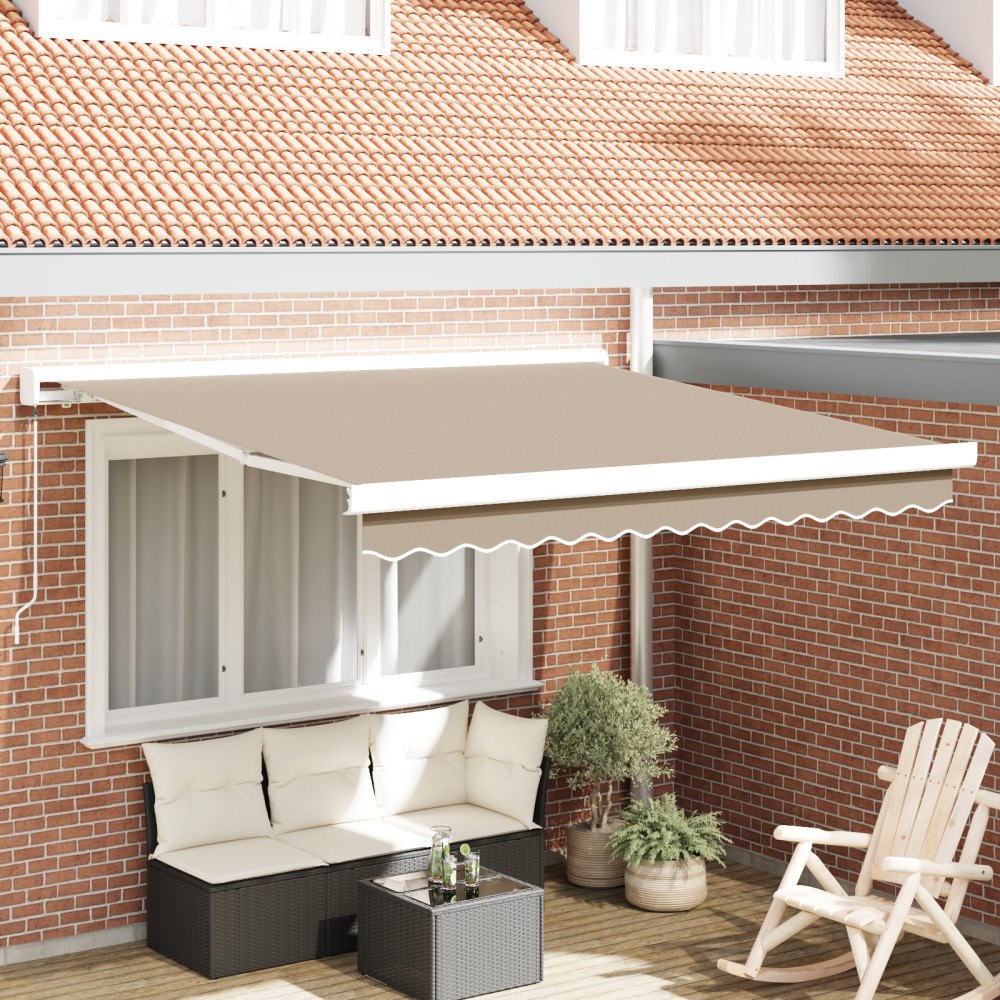 vidaXL Manuell Utdragbar Markis Beige 300x250 cm, vidaXL Markis Ersättningstyg för 3x2.5 m Ram Beige