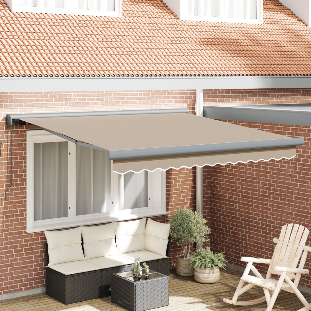 vidaXL Manuell hopfällbar markis beige 300x250 cm, vidaXL Markis ersättningstyg för 3x2.5 m ram beige