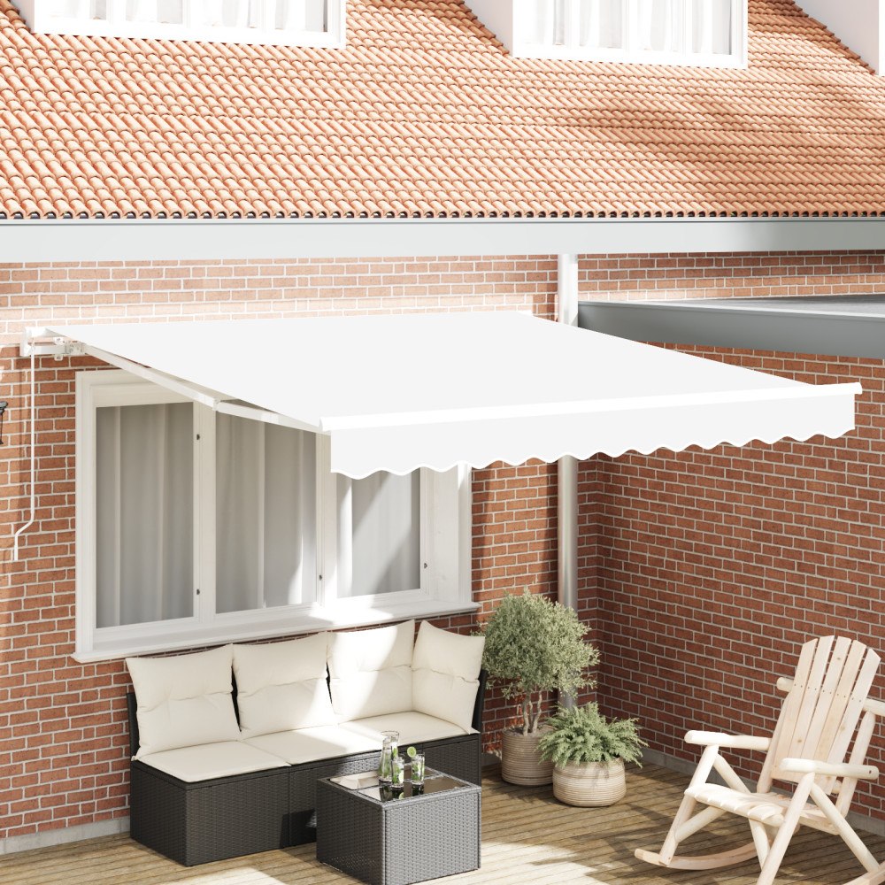 vidaXL Manuel Utdragbar Markis Vit 300x250 cm, vidaXL Markis Ersättningsduk för 3x2,5 m Ram Vit
