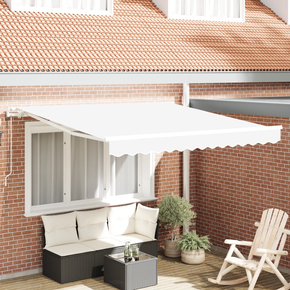 vidaXL Automatisk Utdragbar Markis Vit 300x250 cm, vidaXL Markis ersättningstyg för 3x2.5 m ram Vit