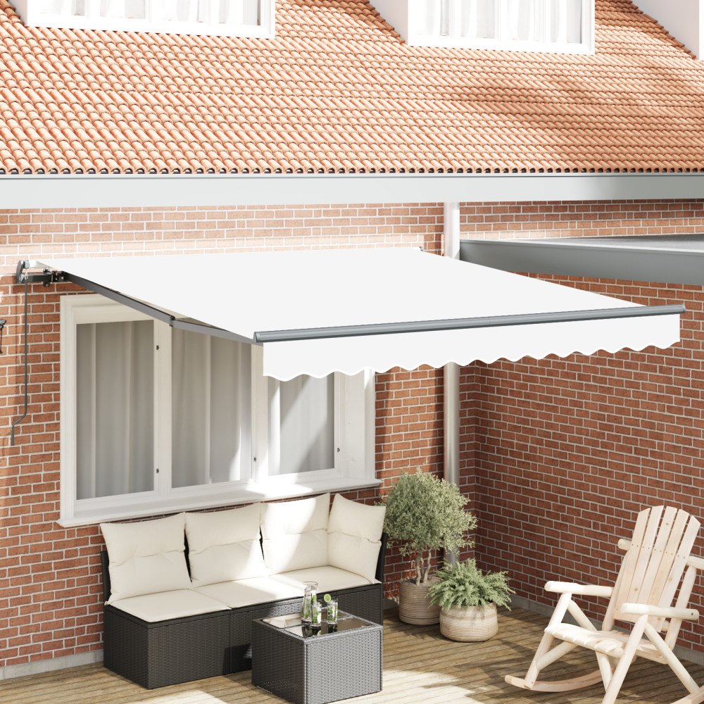 vidaXL Manuell Utdragbar Markis Vit 300x250 cm, vidaXL Markis Ersättningsduk för 3x2.5 m Ram Vit